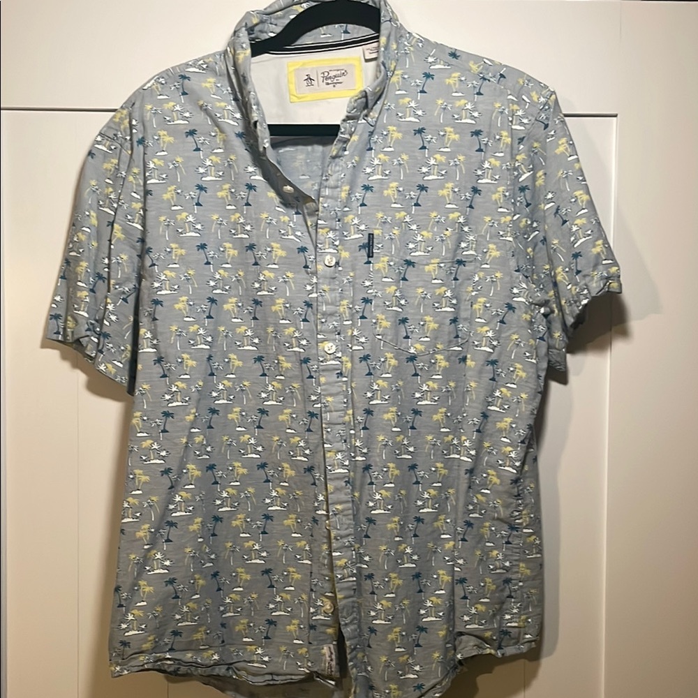 Original Penguin Blue and Yellow Casual Button Down Shirt